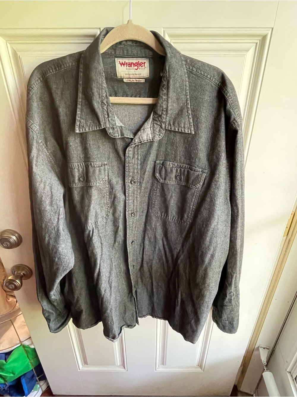 Wrangler Gray Button-Up Work Shirt Jacket